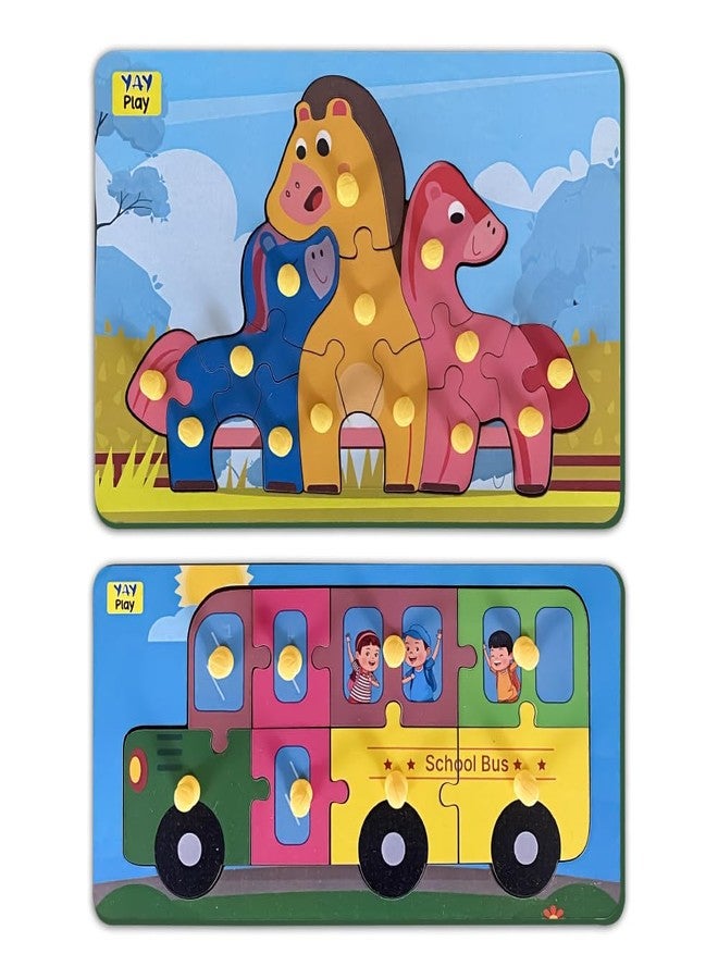 YaYplay Yay Play Wooden Colorful Learning Educational Puzzle Board for Kids with Knobs, Educational Learning Wooden Board Tray - Image 2